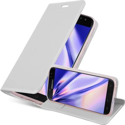Afbeelding van Cadorabo Hoesje geschikt voor Samsung Galaxy J5 2017 in CLASSY ZILVER Beschermhoes met magnetische sluiting, standfunctie en kaartvakje Book Case Cover Etui