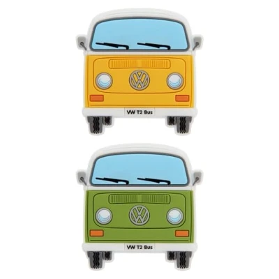 Afbeelding van BRISA VW Collection Volkswagen T2 Bulli Bus rubberen magneten voor koelkast, magneetbord, whiteboard, prikbord, 2 stuks (geel en groen)