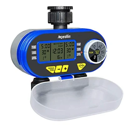 Afbeelding van Automatische irrigatietimer voor de tuin met twee uitgangen Waterdichte computer Blauw