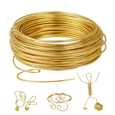 Afbeelding van Romon Aluminium knutseldraad voor sieraden, aluminiumdraad het knutselen en maken van sieraden (2 mm x 10 m, goud)