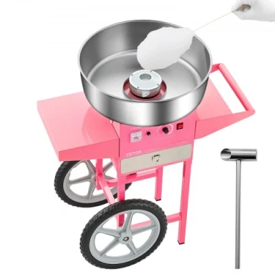 Image de VEVOR Machine à barbe papa électrique sur chariot appareil sucre 1000 W rose