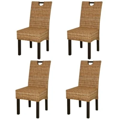 Afbeelding van vidaXL Eetkamerstoelen 4 st kubu rattan mangohout
