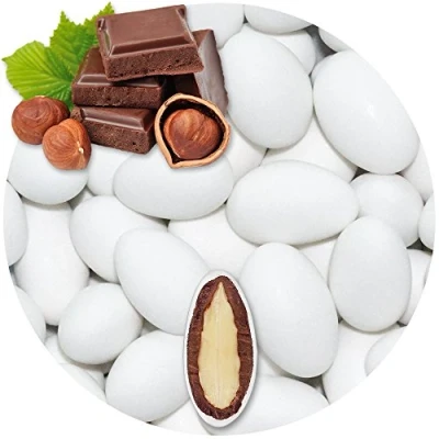 Afbeelding van EinsSein Nougat 1 kg chocoladedragees mat wit 2e keuze gebroken goederen bruiloftsamandelen, doopdragees, dragees