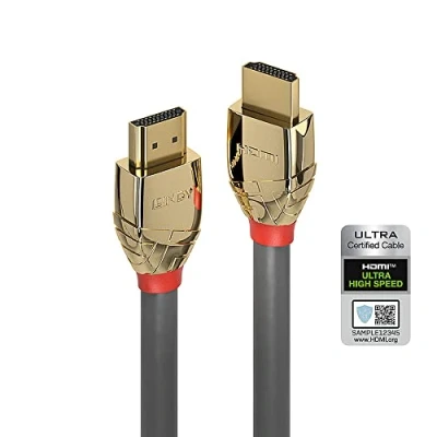 Image de Lindy Gold Line Ultra High Speed câble HDMI avec Ethernet mâle pour 3 m triple blindage gris rond support 10K