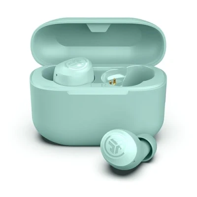 Afbeelding van JLab Go Air Pop+ Echte draadloze oordopjes, bluetooth hoofdtelefoon, hoofdtelefoon met 35 uur speeltijd, in ear microfoon, oplaadbox, app, mintgroen