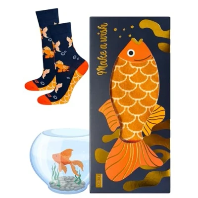 Afbeelding van soxo Herensokken, cadeauset voor dames, humor idee, vis, vissen, 2 maten, Rode vis