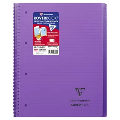 Afbeelding van Clairefontaine 596804C, rood Koverbook spiraalvormig notitieboek, A4+, 22,5 x 29,7 cm, 160 afneembare pagina&#039;s, gelinieerd, met rand, wit papier, 90 g, omslag van polypropyleen