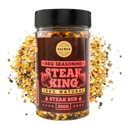 Image de Steak King BBQ Rub Assaisonnement 100 % naturel Mélange d’épices parfaitement équilibré pour des steaks extraordinaires et autres plats de bœuf Grand bocal (200 g)