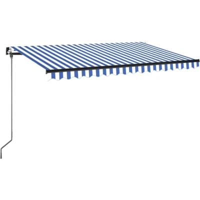 Afbeelding van vidaXL Luifel handmatig uittrekbaar 400x350 cm blauw en wit