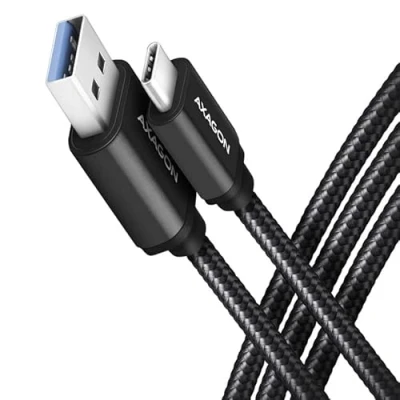 Afbeelding van AXAGON BUCM3 AM15AB cable USB C &lt; &gt; A, 1.5m, 3.2 Gen 1, 3A, ALU, braid, Black *USBAM *USBCM