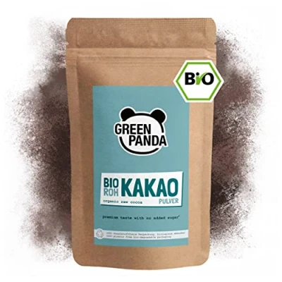 Afbeelding van GREEN PANDA® Biologische ruwe cacao van hoogwaardige cacaobonen, sterk gedehydrateerd en suikervrij biologisch cacaopoeder, voor chocolade, shakes, desserts, gebak of muesli, 1 kg