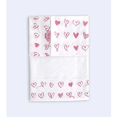 Afbeelding van TI TIN Beddengoed voor wieg, 60 x 120 cm, 3 delige set (plat laken + verstelbaar hoeslaken met elastieken kussensloop), kleding popeline van 100% katoen