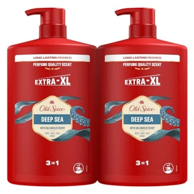 Afbeelding van Old Spice Deep Sea 3 in 1 gel en shampoo voor mannen, haar, gezicht lichaam, 2000 ml, frisse langdurige geur