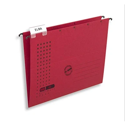 Afbeelding van Set van 5 hangmappen, A4, Elba Chic 85801 CH, gerecycled karton 230 g/m², bleekrood