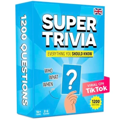 Afbeelding van Super Trivia Games for Adults with 1200 Vragen Grappig bordspel met vragenlijstkaarten Vragenspel voor familie, tieners en volwassenen grappige feestspellen