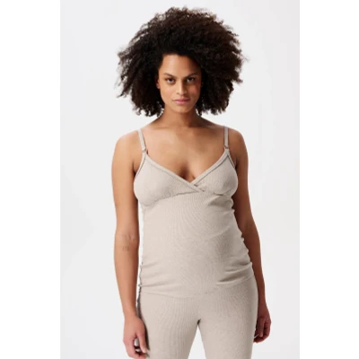 Image de Zwangerschaps Pyjamatop met voedingsfunctie Maja Taupe Melange XS/S