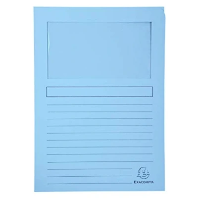 Afbeelding van Exacompta Ref 50152E Super zichtmap 220 x 310 mm, geschikt voor A4 documenten, 160 g/m² kaart, doorzichtig venster lichtblauw (100 stuks)
