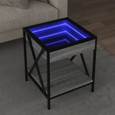 Image de vidaXL Table basse avec LED Infinity sonoma gris 40x40x49 cm847695