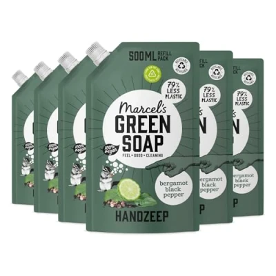 Afbeelding van Marcel&#039;s Green Soap Handzeep Navulling Bergamot Black Pepper 6 x 500ml