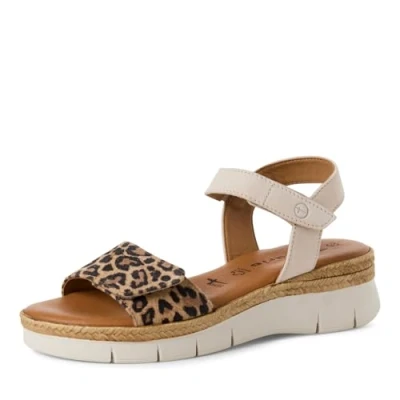 Afbeelding van Tamaris Comfortabele sandalen voor dames, Ivoor luipaard, 38 EU