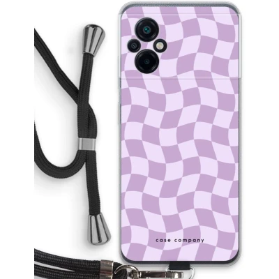 Afbeelding van Case Company® hoesje met Koord geschikt voor Xiaomi Poco M5 Grid Paars Telefoonhoesje Zwart Bescherming aan alle Kanten en Over de Schermrand
