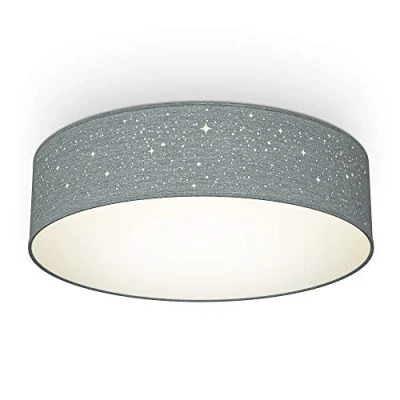 Afbeelding van B.K.Licht Decoratieve Plafondlamp sterrenhemel effect kinderkamer lamp plafonnière grijz ronde Ø38cm met 2x E27 fitting excl. lichtbron