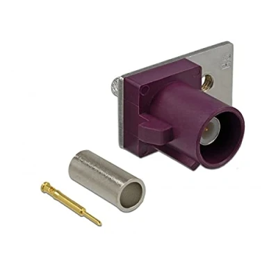 Image de Delock FAKRA D plug spring pin for crimping 1 prepunched hole Plaque modulaire enclenchable violet bordeaux, RAL 4004