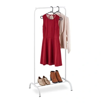 Afbeelding van Relaxdays kledingrek staal met opbergruimte garderoberek 1 roede diverse kleuren wit