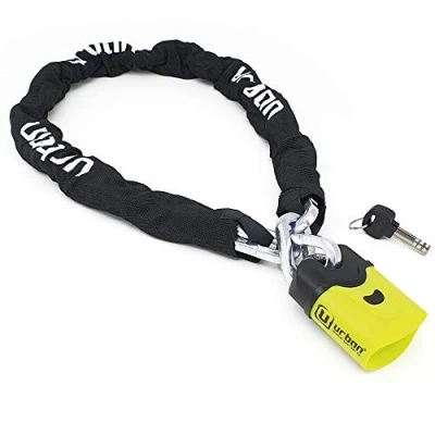 Image de URBAN U4K120 Antivol Moto, Chaîne Haute Sécurité en Acier Trempé ø10, Cadenas Double Verrouillage, Serrure Anti Crochetage, Vélo pour Ancrage Garage, Vol Scooter, 120 cm
