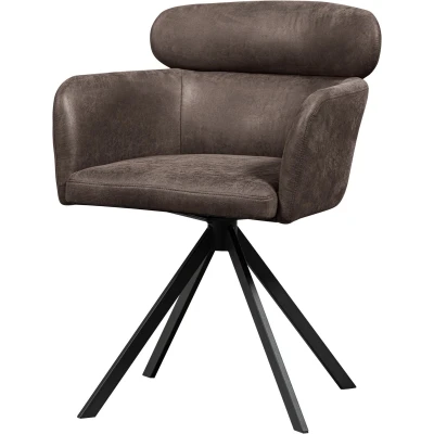 Afbeelding van WOOOD Draaibare Eetkamerstoelen Fenne Leerlook Zwart/Grijs Set van 2