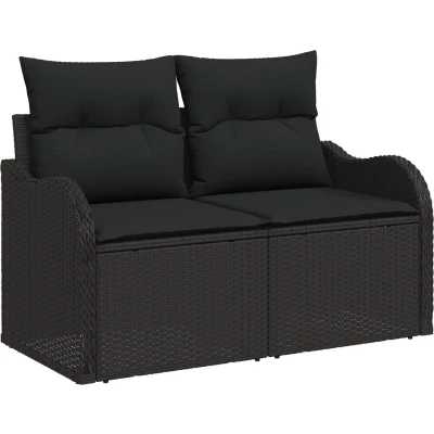 Afbeelding van vidaXL 6 delige tuinset met kussens zwart poly rattan