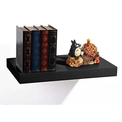 Afbeelding van EUGAD 0089QJ Wandplank, boekenplank, hangplank, dvd plank, cd hout, 30 cm, zwart