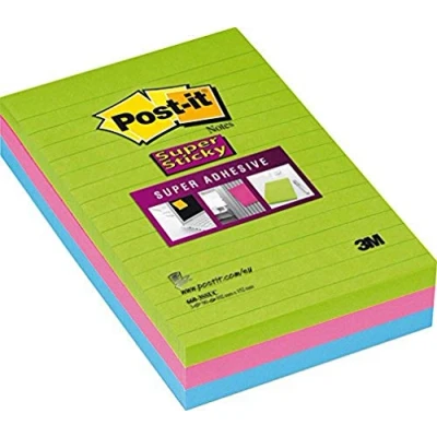 Afbeelding van Post it Set van 3 herpositioneerbare notitieblokken, 101 x 152 mm, neon