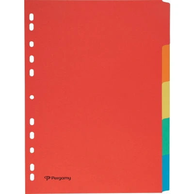 Afbeelding van Pergamy Tabbladen Ft A4, 11 gaatsperforatie, Karton, Geassorteerde Kleuren, 5 Tabs