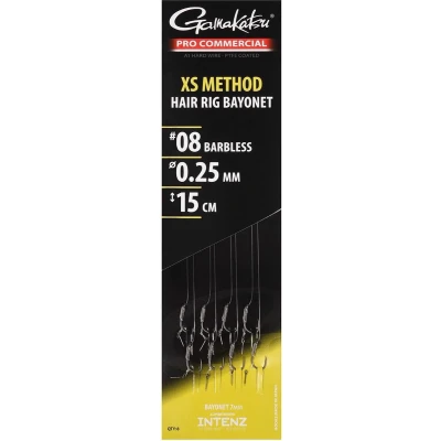 Afbeelding van Gamakatsu Pro Commercial Coars XS Method Hair Rig Bayonet 7mm 10cm Barbless (8 pcs) Maat : haak 12 0.21mm