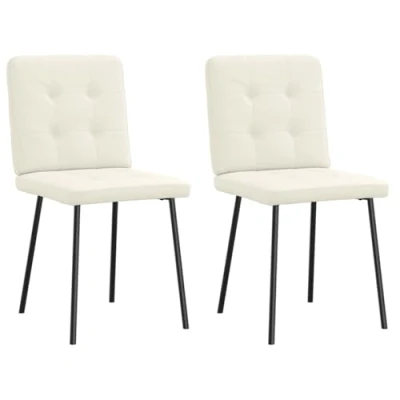 Afbeelding van vidaXL Eetkamerstoelen 2 st fluweel crèmekleurig