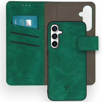 Afbeelding van iMoshion Hoesje Geschikt voor Samsung Galaxy S23 FE Met Pasjeshouder Uitneembare 2 in 1 Luxe Bookcase Donkergroen