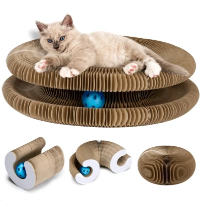 Afbeelding van Cheqo Krabkarton Kat Opvouwbaar Kattenspeelgoed Krabtoren Flexibel Krabmeubel Duurzaam Karton 3 Stuks
