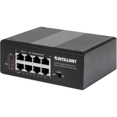 Afbeelding van Intellinet 8x RJ045, PoE (8 Havens), Netwerkschakelaar, Zwart