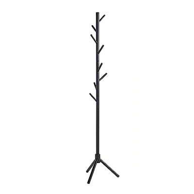 Afbeelding van STAANDE KAPSTOK MASSIEF HOUT ZWART H 174cm 8 HAKEN