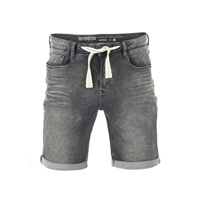 Afbeelding van riverso RIVPaul Jeansshorts voor heren, bermuda stretch, katoen, grijs, blauw, zwart, maten 30, W31, W32, W33, W34, W36, W38, W40, W42, Grijs Denim (G37), 46