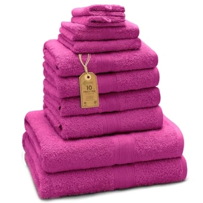 Afbeelding van Green Mark Textilien Set Van 10 Premium Kwaliteit Badhanddoeken, 100% Katoen, Pink Rose