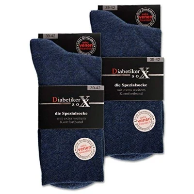 Afbeelding van 6 Paar Sokken Diabetici met Comfortband zonder Elastiek &amp; Naad Heren Dames 97% Katoen, Blauw, 47 50 EU