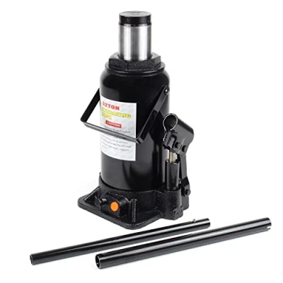 Afbeelding van Hydraulische flessenkrik 32T hefveer met langzame afdalingsfunctie, 465 mm max.