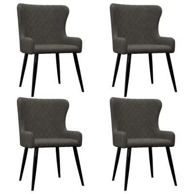 Afbeelding van Eetkamerstoelen 4 st fluweel grijs