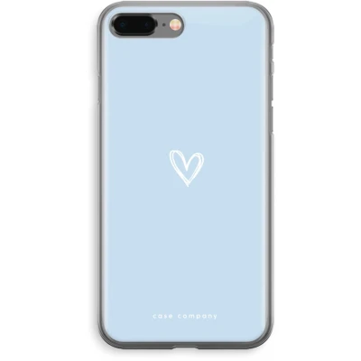 Afbeelding van Case Company® hoesje geschikt voor iPhone 8 Plus Klein Hart Blauw Soft Cover Telefoonhoesje Bescherming aan alle Kanten en Schermrand