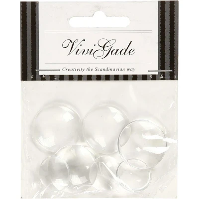 Afbeelding van Cabochons Gladde Stenen Glas Transparant Decoratie Rond Dia 18+25 mm Vivi Gade 8 stuks