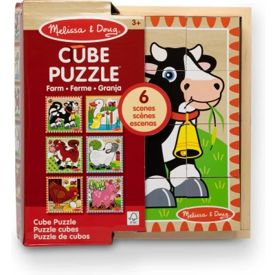 Afbeelding van Melissa &amp; Doug Boerderij kubuspuzzel met opbergdoos 6 puzzels in 1 (16 stukjes)