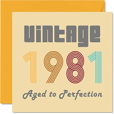 Afbeelding van Verjaardagskaarten voor 42 jaar mannen en vrouwen Vintage 1981 Aged To Perfection Grappige verjaardagskaart hem haar, 145 mm x beste vriendin, mama, papa, broer, zus,