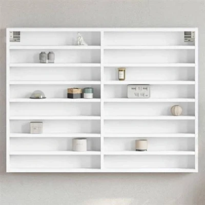 Afbeelding van Vitrinekast 100x8,5x75 cm bewerkt hout wit
